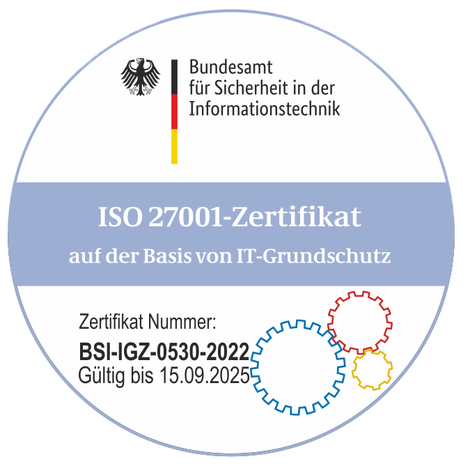 Logo des ISO 27001-Zertifikats